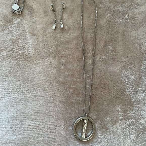 WHBM Silver and Crystal Necklace and Drop Earrings - Picture 1 of 3